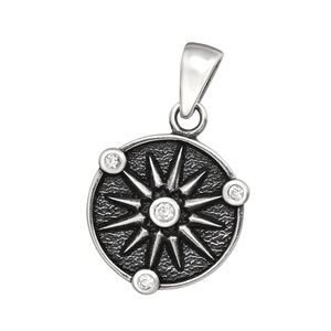 Sterling Silver Compass Star Pendant – 12mm x 18mm